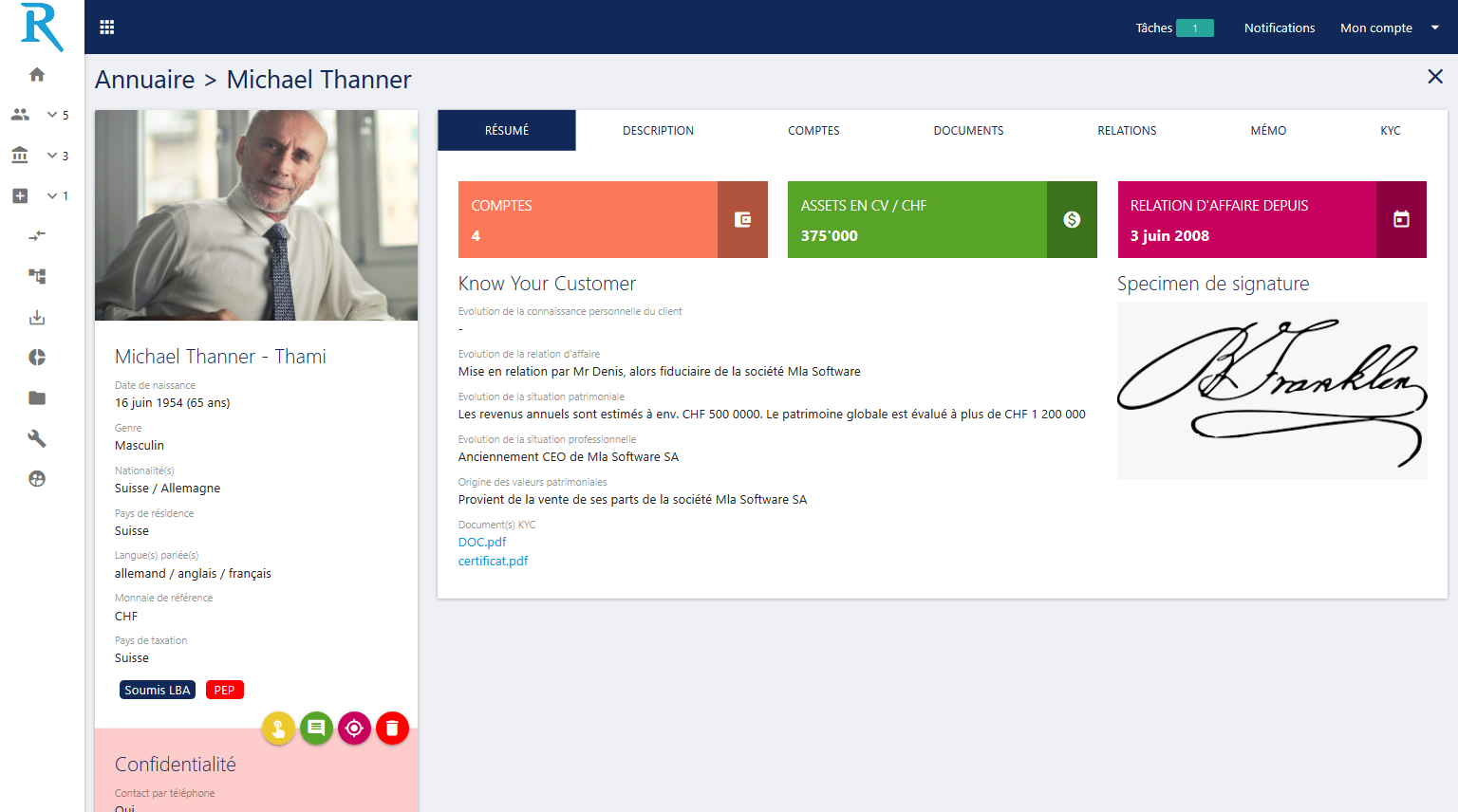 Customer profile Customer profile
